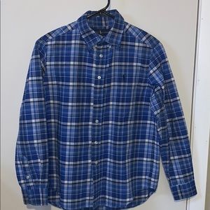 Boy’s blue plaid button down shirt